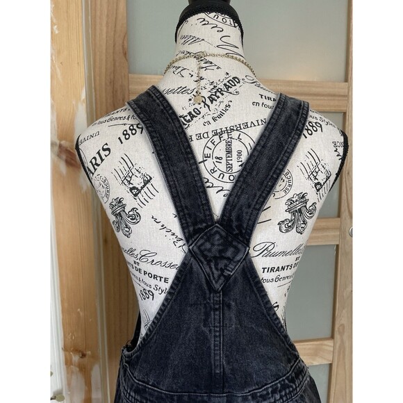 Denim Co Shortalls Short Overalls Size 6 Distressed Black Jean Raw Edge Cutoffs - Picture 11 of 11